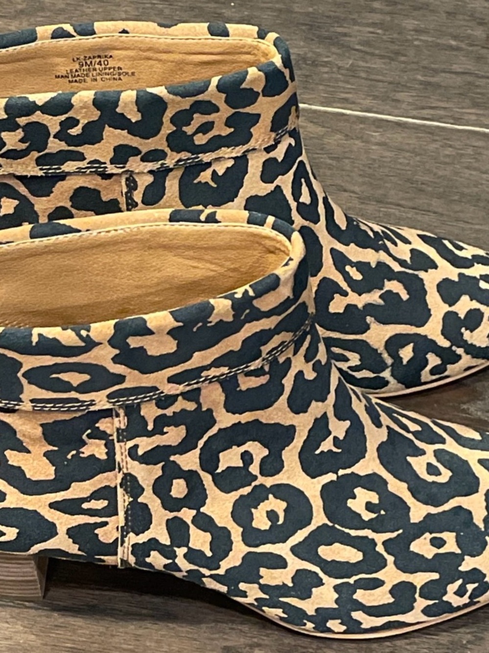 LUCKY BRAND Womens Beige Animal Print Zaprika Slip On Leather Dress Booties 9 M - Picture 4 of 7